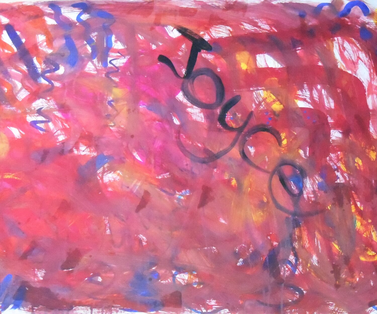 After spending months struggling to find anger, I was able to feel it by painting with red. My therapist had urged
me to feel anger, but I never felt safe enough to let it come through until this painting.